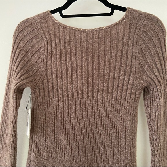 NWT Free People Sweater Brown Wool with Gold Shimmer Embellishment Size Large - Picture 10 of 13